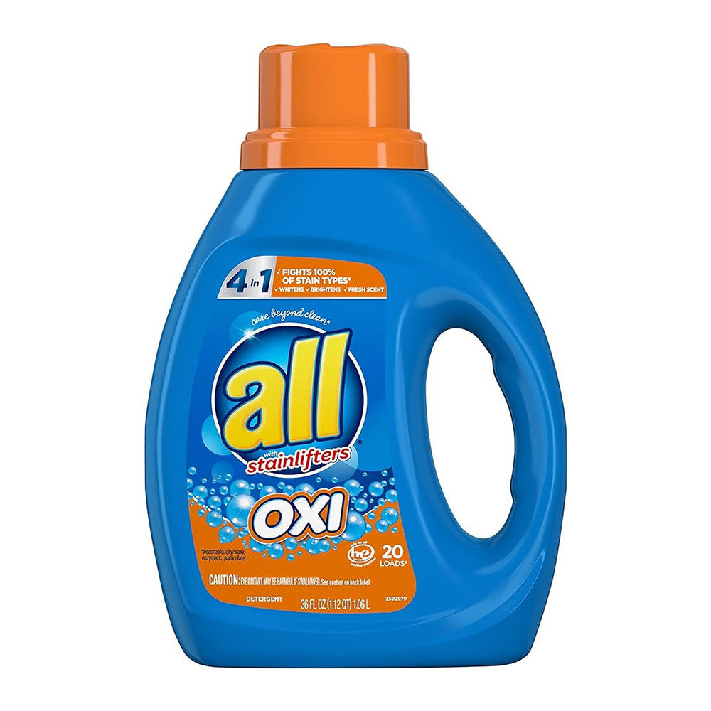All Liquid Laundry Detergent with OXI Stain Removers and Whiteners, 36 Oz